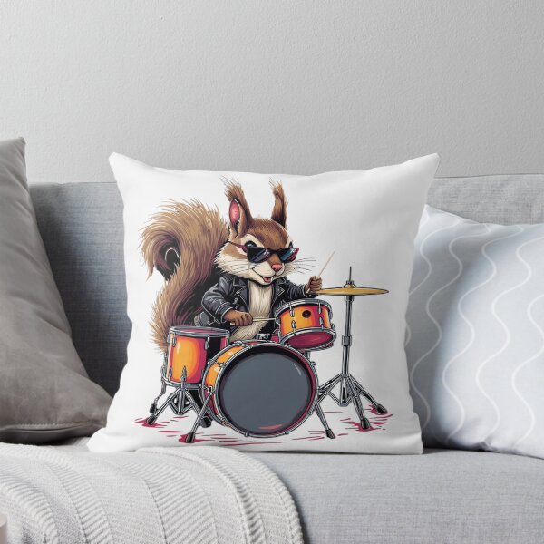 Item preview, Cool Squirrel Drummer T-Shirt – Rock Style Animal Music Illustration designed and sold by KapiPrint.