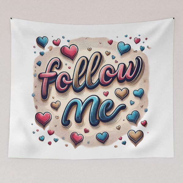 Item preview, Follow Me Aesthetic Typography | Cute Hearts and Stars Quote Art designed and sold by RS-Globalist-.