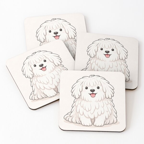 Item preview, Kawaii White Puli – Cute Fluffy Hungarian Dog Art designed and sold by QuietWallStudio.