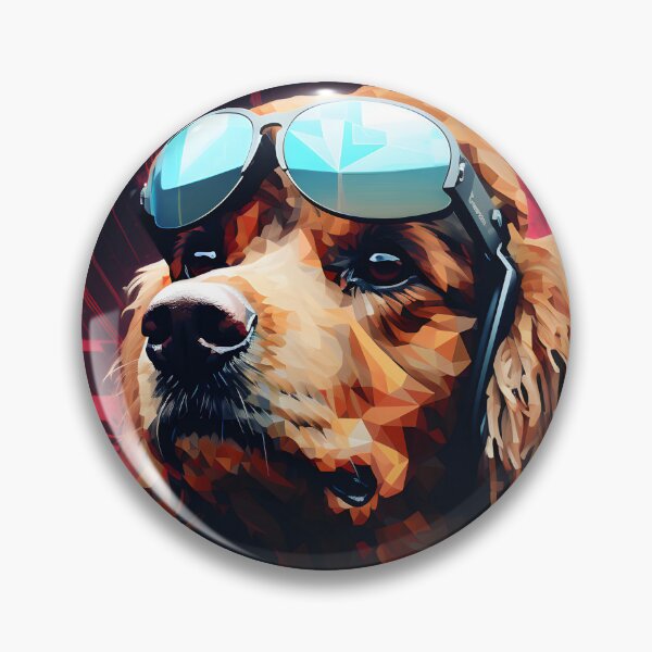Item preview, "Cyberpunk Style Dog - Modern Golden Retriever with Glasses" designed and sold by Hipatye26.