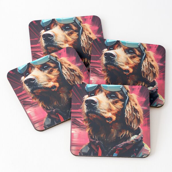 Item preview, "Cyberpunk Style Dog - Modern Golden Retriever with Glasses" designed and sold by Hipatye26.