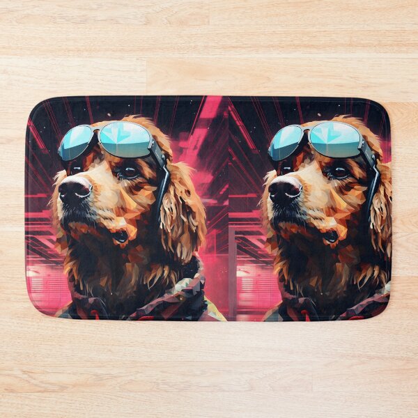 Item preview, "Cyberpunk Style Dog - Modern Golden Retriever with Glasses" designed and sold by Hipatye26.