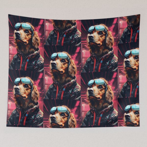 Item preview, "Cyberpunk Style Dog - Modern Golden Retriever with Glasses" designed and sold by Hipatye26.