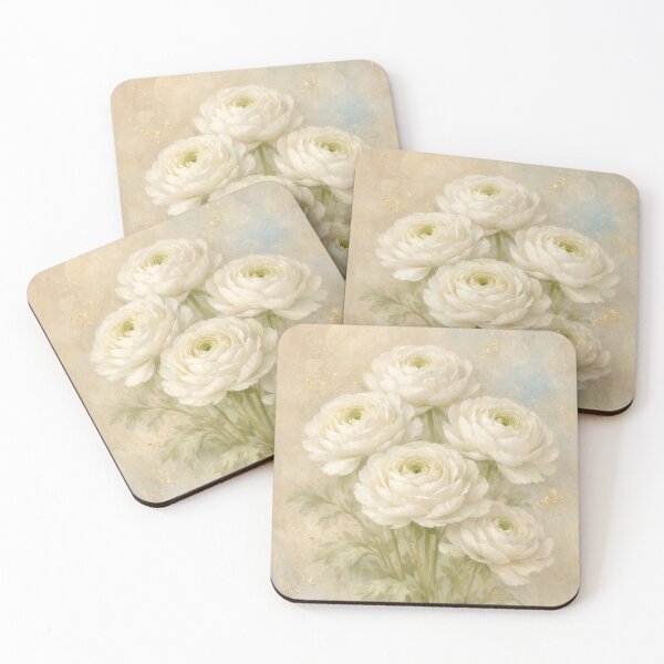 Item preview, White Ranunculus Watercolor – Elegant Floral Wall Art designed and sold by Darlin8888.