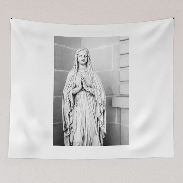 Item preview, Statue of Virgin Mary Praying Hands Rosary Outdoor Sculpture in Monochrome Setting designed and sold by Nmallia.