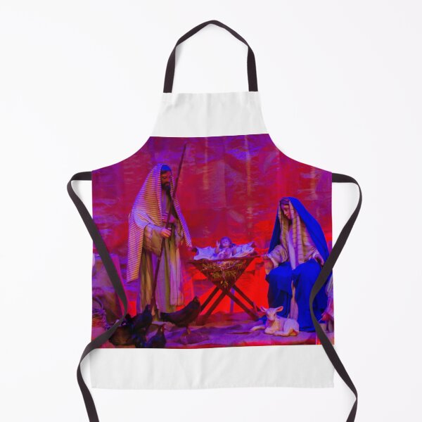 Item preview, Nativity Scene With Mary, Joseph, and Baby Jesus in a Stable Under Red and Blue Lighting designed and sold by Nmallia.