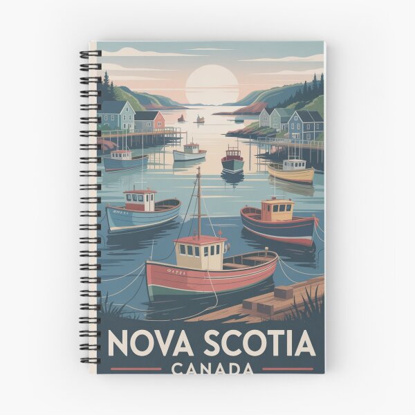 Item preview, Nova Scotia Canada Vintage Travel Poster – Fishing Harbour Sunrise Art designed and sold by Timeless Design.