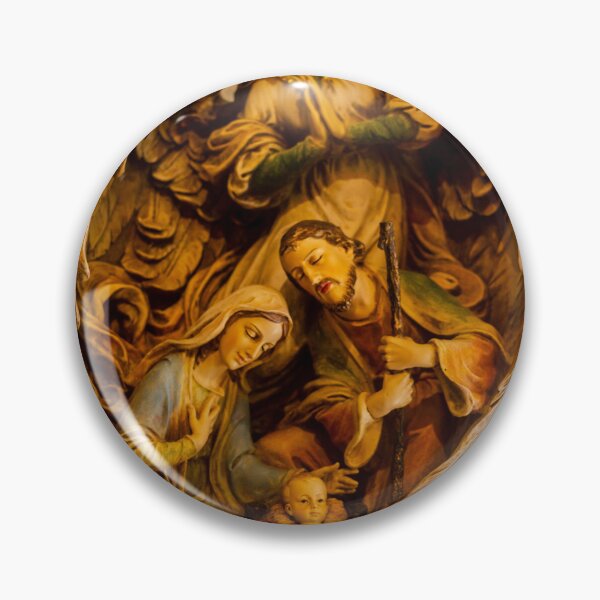Item preview, Nativity Scene Sculpture With Mary, Baby Jesus, And Angels In Ornate Wooden Frame designed and sold by Nmallia.