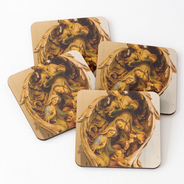 Item preview, Nativity Scene Sculpture With Mary, Baby Jesus, And Angels In Ornate Wooden Frame designed and sold by Nmallia.