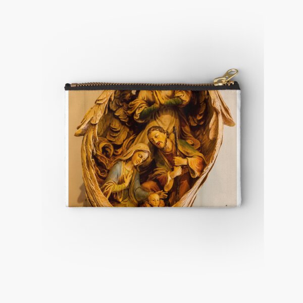 Item preview, Nativity Scene Sculpture With Mary, Baby Jesus, And Angels In Ornate Wooden Frame designed and sold by Nmallia.