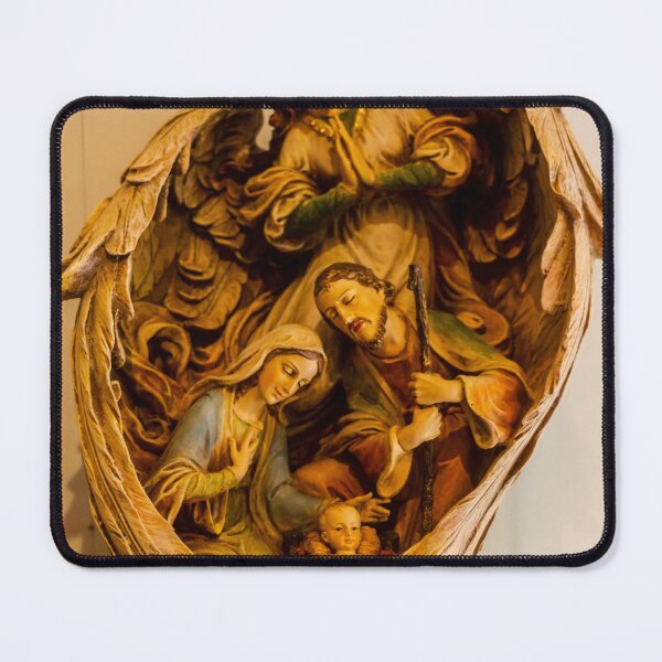 Item preview, Nativity Scene Sculpture With Mary, Baby Jesus, And Angels In Ornate Wooden Frame designed and sold by Nmallia.