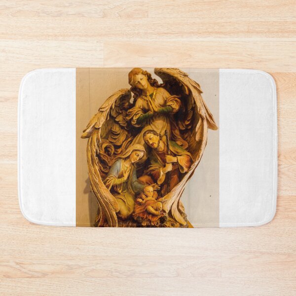 Item preview, Nativity Scene Sculpture With Mary, Baby Jesus, And Angels In Ornate Wooden Frame designed and sold by Nmallia.