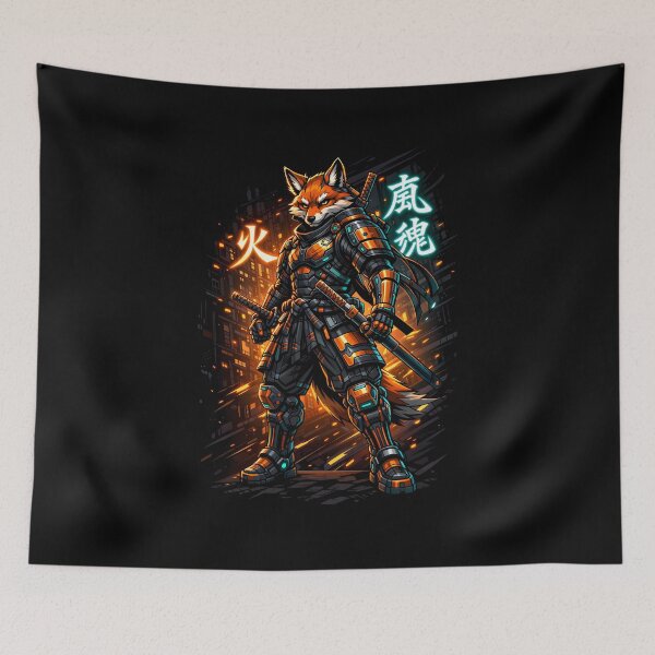Item preview, Neon Ronin Fox – Cyberpunk Samurai Battle Gear designed and sold by ZayCreates.