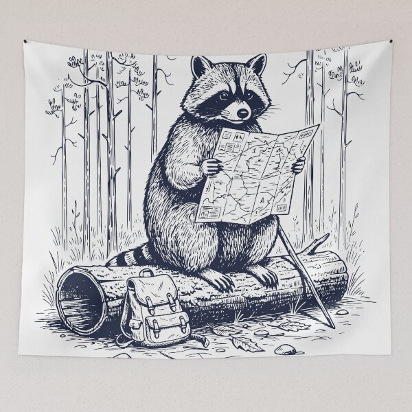 Item preview, Know The Trail Raccoon Shirt – Hiking Navigation Vintage Outdoor Map Reader Tee designed and sold by TeeVerse27.