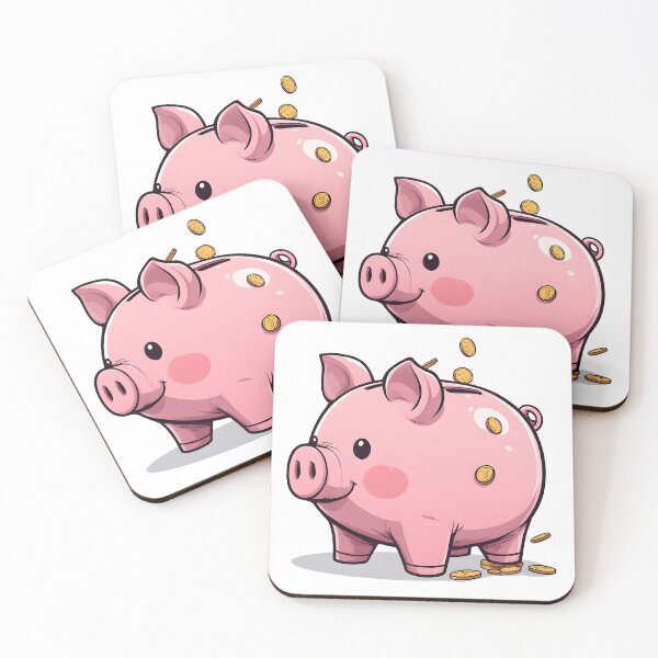 Item preview, Cute Piggy Bank with Coins – Savings & Money Illustration designed and sold by Karolina’s Cozy Creations.