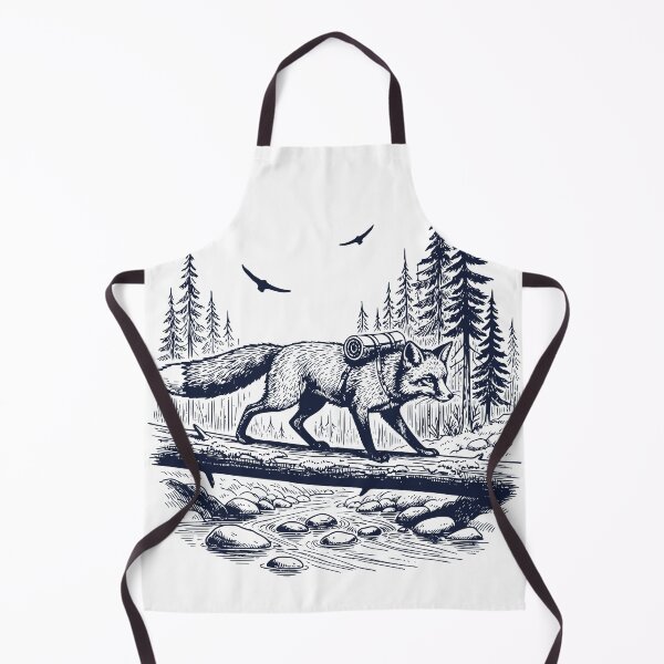 Item preview, Backpacking Fox Crossing Stream Vintage Wildlife Hiking Illustration T-Shirt designed and sold by TeeVerse27.