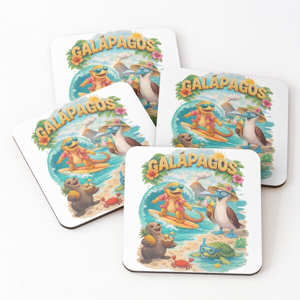 Item preview, Galapagos Islands Vacation – Tropical Wildlife Party with Surfing Iguana and Blue-Footed Booby designed and sold by Tw1nsAIArt.