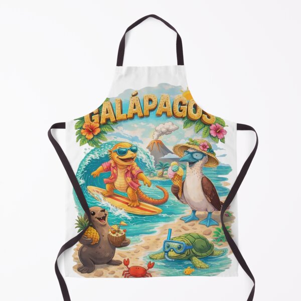 Item preview, Galapagos Islands Vacation – Tropical Wildlife Party with Surfing Iguana and Blue-Footed Booby designed and sold by Tw1nsAIArt.