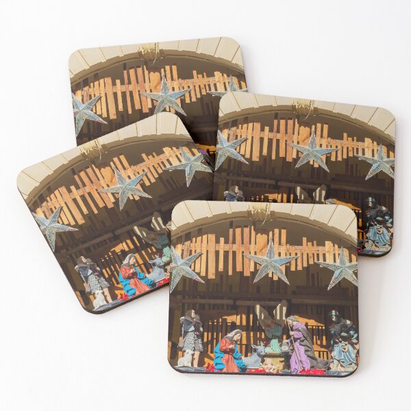 Item preview, Nativity Scene In A Wooden Stable With Stars And Figures Of Mary, Joseph, And The Nativity Baby Jesus designed and sold by Nmallia.
