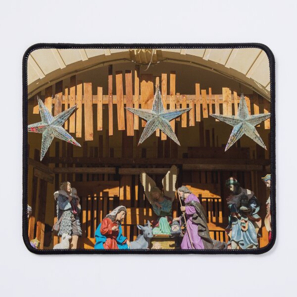 Item preview, Nativity Scene In A Wooden Stable With Stars And Figures Of Mary, Joseph, And The Nativity Baby Jesus designed and sold by Nmallia.
