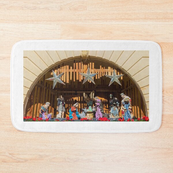 Item preview, Nativity Scene In A Wooden Stable With Stars And Figures Of Mary, Joseph, And The Nativity Baby Jesus designed and sold by Nmallia.
