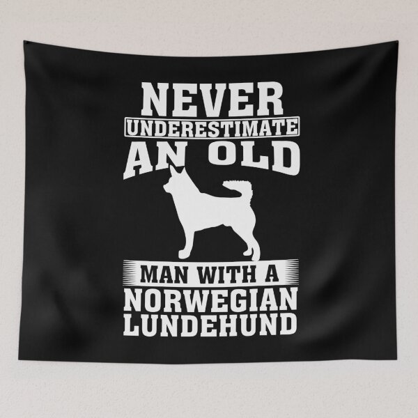 Item preview, Never Underestimate an Old Man with Norwegian Lundehund designed and sold by CosmoKitsch.