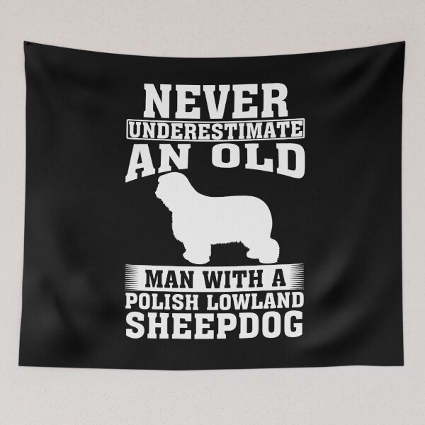 Item preview, Never Underestimate an Old Man with Polish Lowland Sheepdog designed and sold by CosmoKitsch.