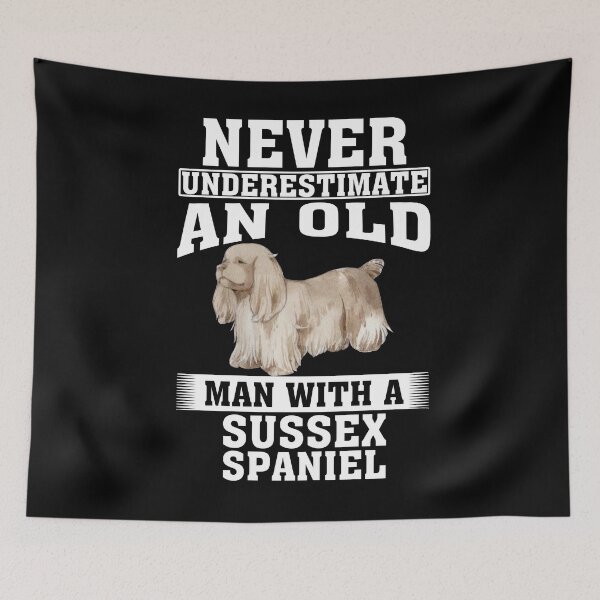 Item preview, Never Underestimate an Old Man with Sussex Spaniel designed and sold by CosmoKitsch.