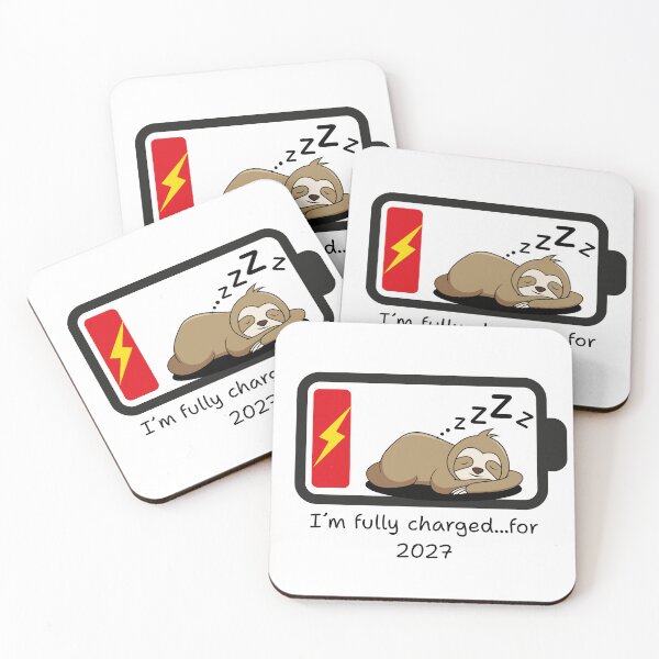 Item preview, Fully charged for 2027- Funny sloth introvert sticker designed and sold by Lynxaria.