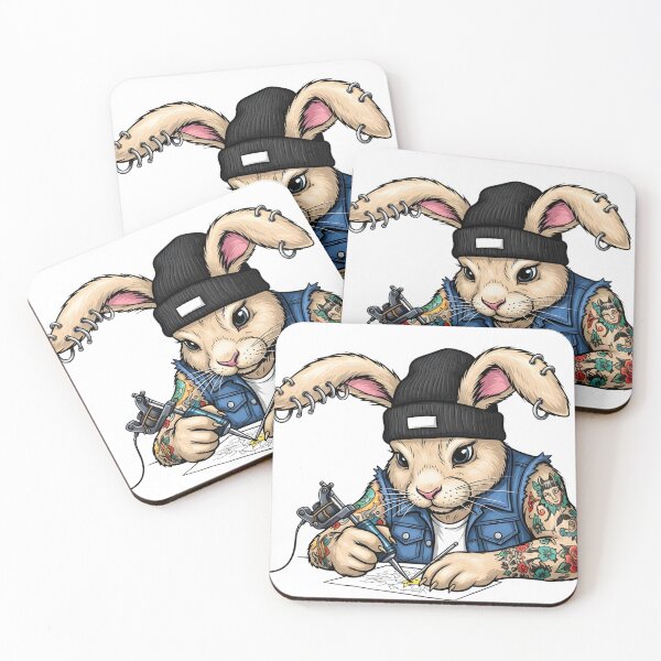 Item preview, Hipster Tattooist Rabbit designed and sold by tricorea.