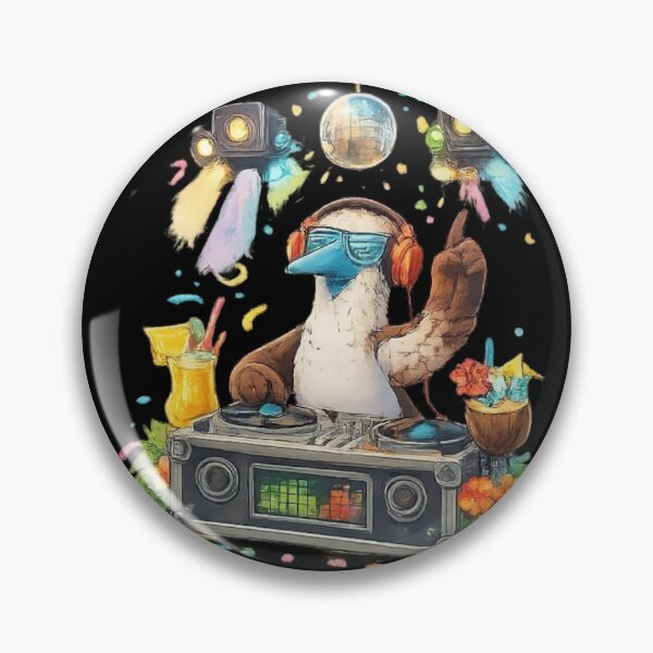 Item preview, Blue-Footed Booby DJ – Galapagos Party Night with Disco Ball and Turntables designed and sold by Tw1nsAIArt.