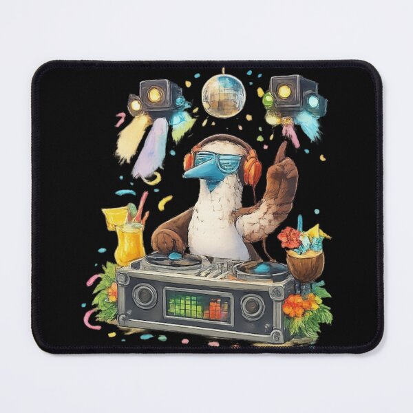 Item preview, Blue-Footed Booby DJ – Galapagos Party Night with Disco Ball and Turntables designed and sold by Tw1nsAIArt.