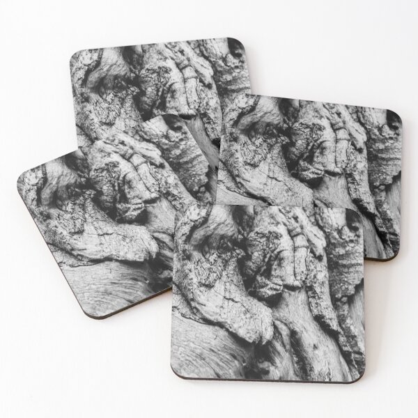 Item preview, Close-Up Black And White Tree Bark Texture With Knotted, Weathered Wood Details designed and sold by Nmallia.