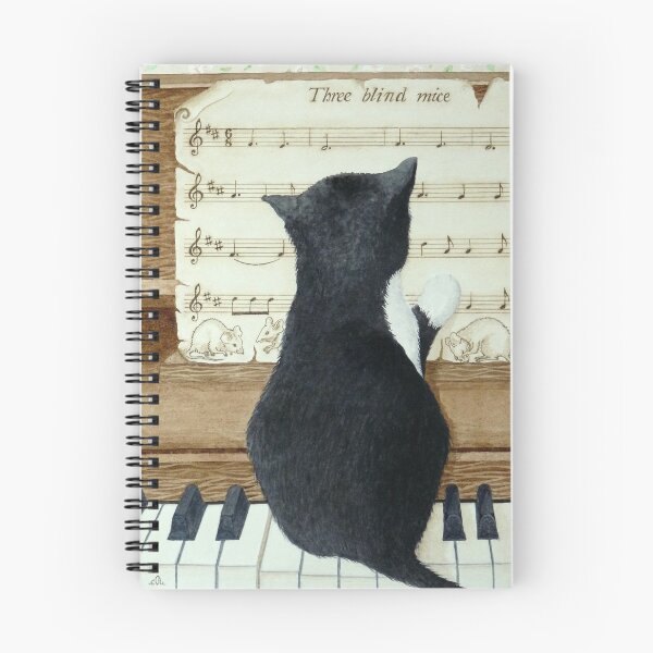 Item preview, Playful Kitten Playing Piano – Three Blind Mice Watercolor Illustration designed and sold by veroniquecole.