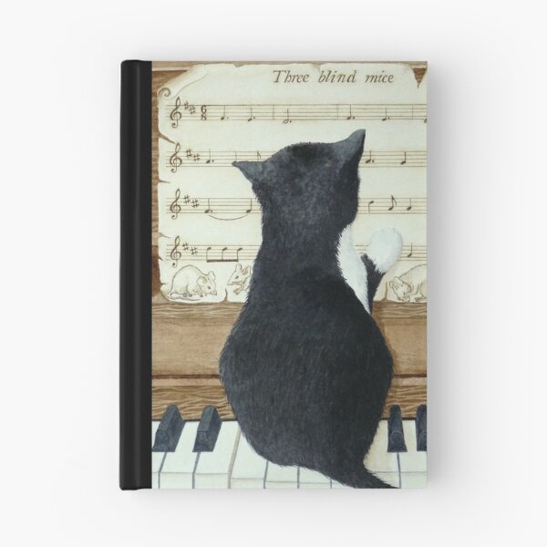 Item preview, Playful Kitten Playing Piano – Three Blind Mice Watercolor Illustration designed and sold by veroniquecole.