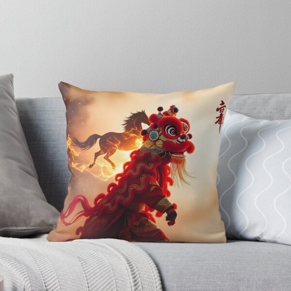 Item preview, Fire Horse Spirit – Lunar New Year Lion Dance Art designed and sold by DreamyWallVibes.