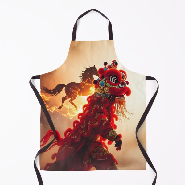 Item preview, Fire Horse Spirit – Lunar New Year Lion Dance Art designed and sold by DreamyWallVibes.