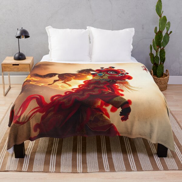 Item preview, Fire Horse Spirit – Lunar New Year Lion Dance Art designed and sold by DreamyWallVibes.