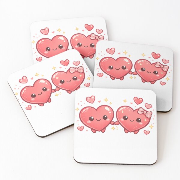 Item preview, Happy Hearts: Kawaii Smiling Heart Couple designed and sold by Creativeeworld777.