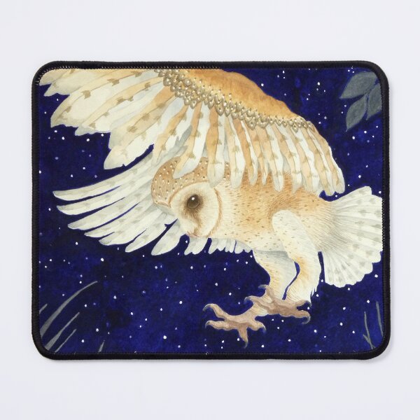 Item preview, Silent Hunter – Barn Owl in Moonlit Flight Watercolor designed and sold by veroniquecole.