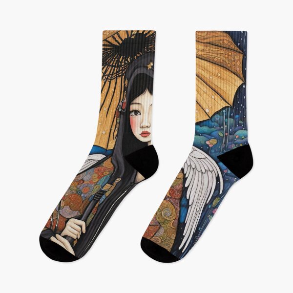 Item preview, Angel with wings holding an umbrella protecting a Geisha from the rain designed and sold by Colin Bentham.
