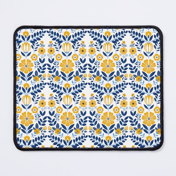 Item preview, Folk vintage retro aesthetic design flowers blue yellow and white designed and sold by murroedesigns.