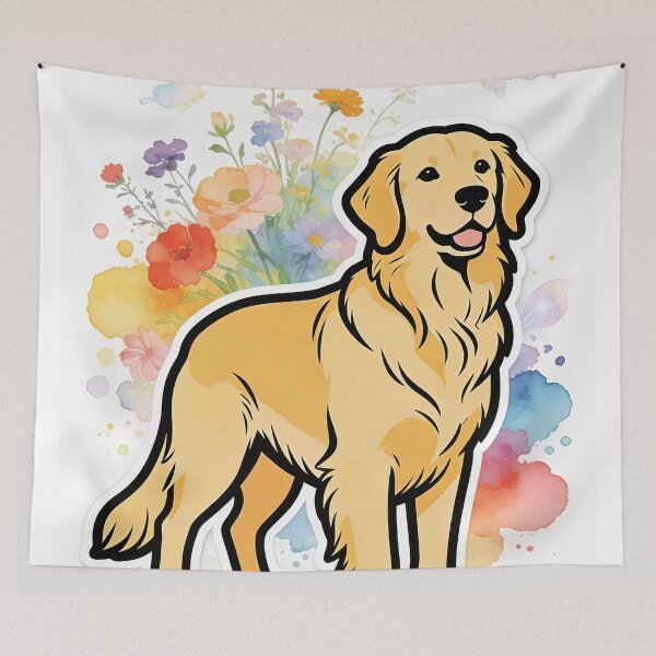 Item preview, Golden Retriever Botanical Watercolor - Thick Line Art Edition designed and sold by Ink & Iron Studio.