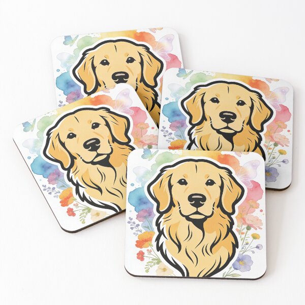 Item preview, Golden Retriever Head Portrait - Watercolor Floral Line Art designed and sold by Ink & Iron Studio.