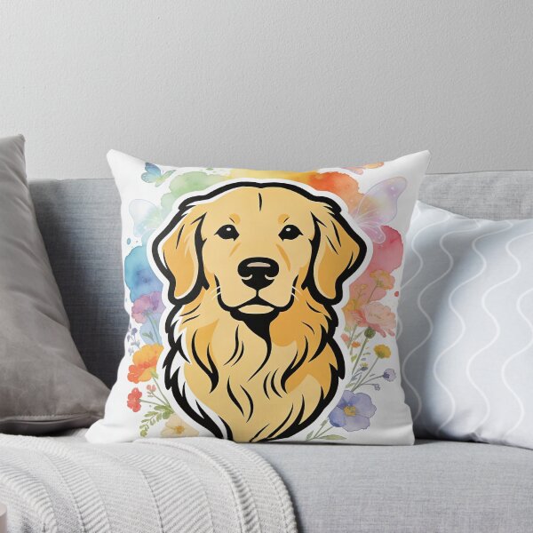 Item preview, Golden Retriever Head Portrait - Watercolor Floral Line Art designed and sold by Ink & Iron Studio.