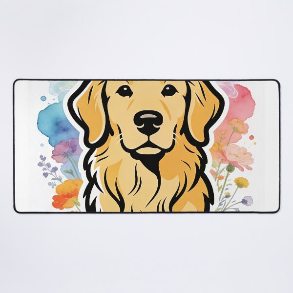 Item preview, Golden Retriever Head Portrait - Watercolor Floral Line Art designed and sold by Ink & Iron Studio.