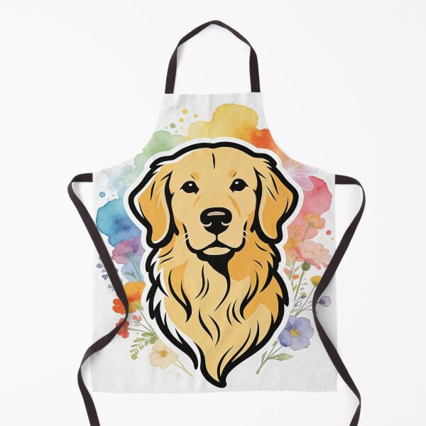 Item preview, Golden Retriever Head Portrait - Watercolor Floral Line Art designed and sold by Ink & Iron Studio.