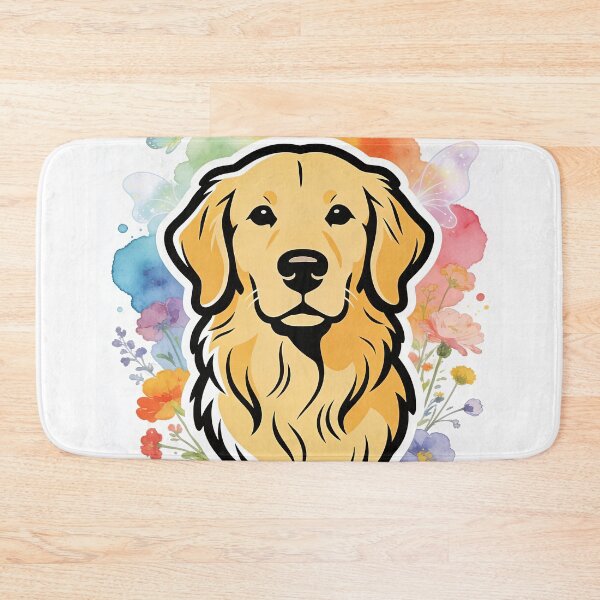 Item preview, Golden Retriever Head Portrait - Watercolor Floral Line Art designed and sold by Ink & Iron Studio.