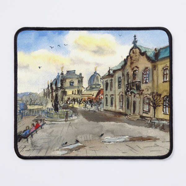 Item preview, Dresden view in spring. Elbe River Embankmentю Watercolor painting. Germany designed and sold by Colibri77.
