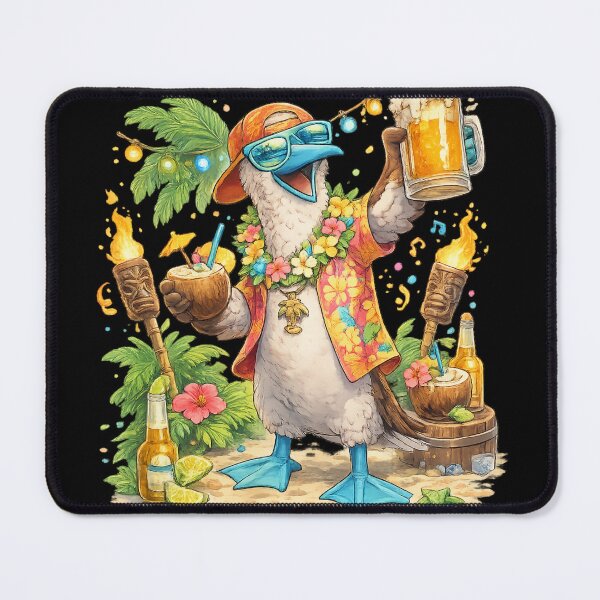Item preview, Blue-Footed Booby Beach Party – Funny Galapagos Bird with Beer and Cocktails designed and sold by Tw1nsAIArt.